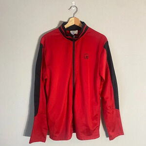 Vintage AND1 Men's Medium Full Zip Mock Neck Track Jacket in Red Basketball Y2K